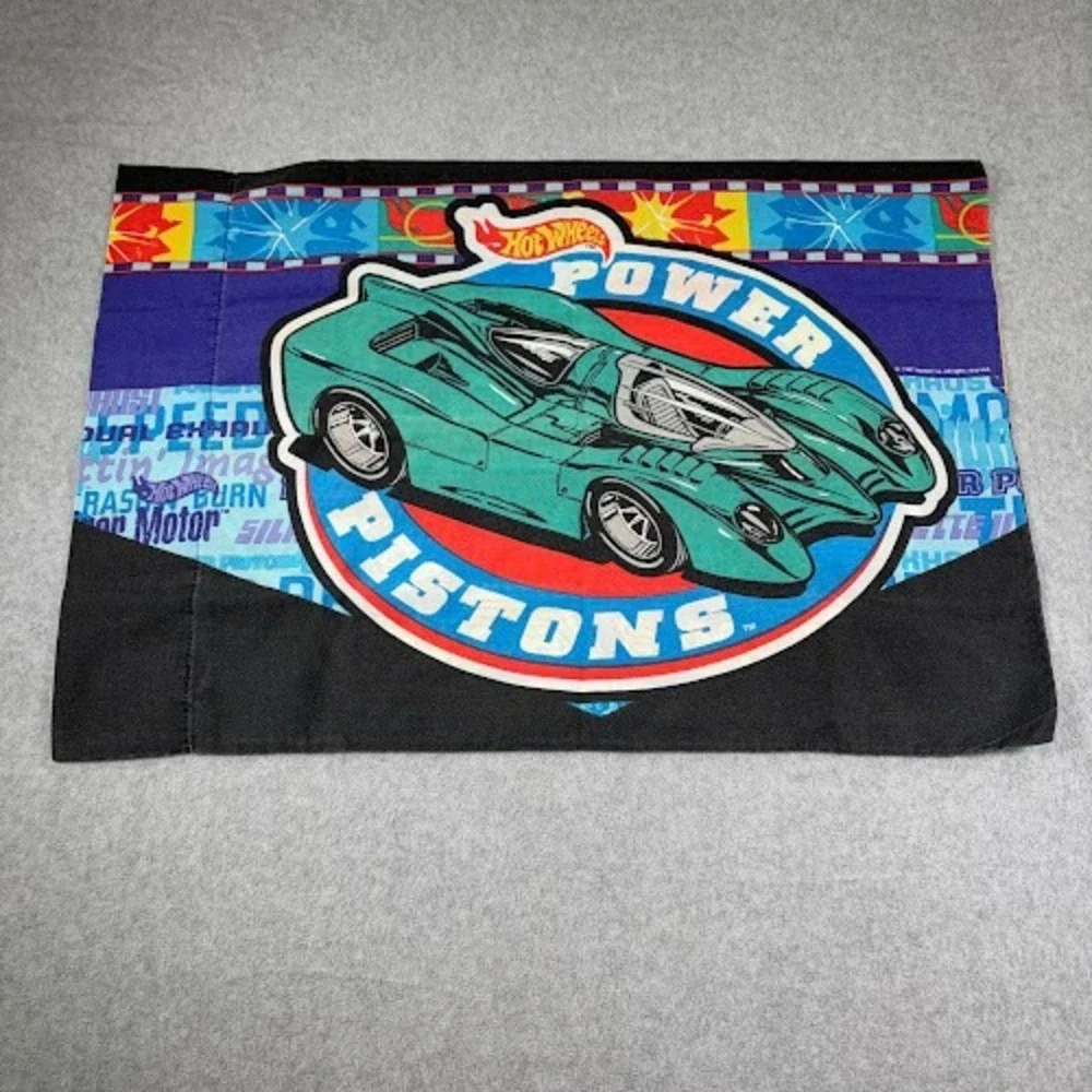 VTG Hot Wheels Twang‎ Thang Red Blue Green Black Sheet Bedding Kids Cars